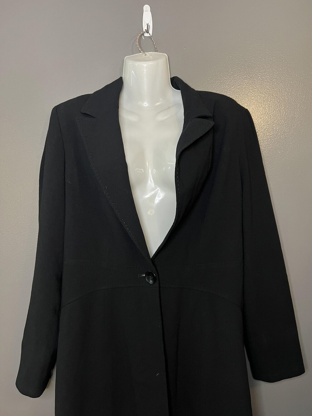 Signature By Larry Levine Coat Womens 12 Black Single Button Lined Overcoat